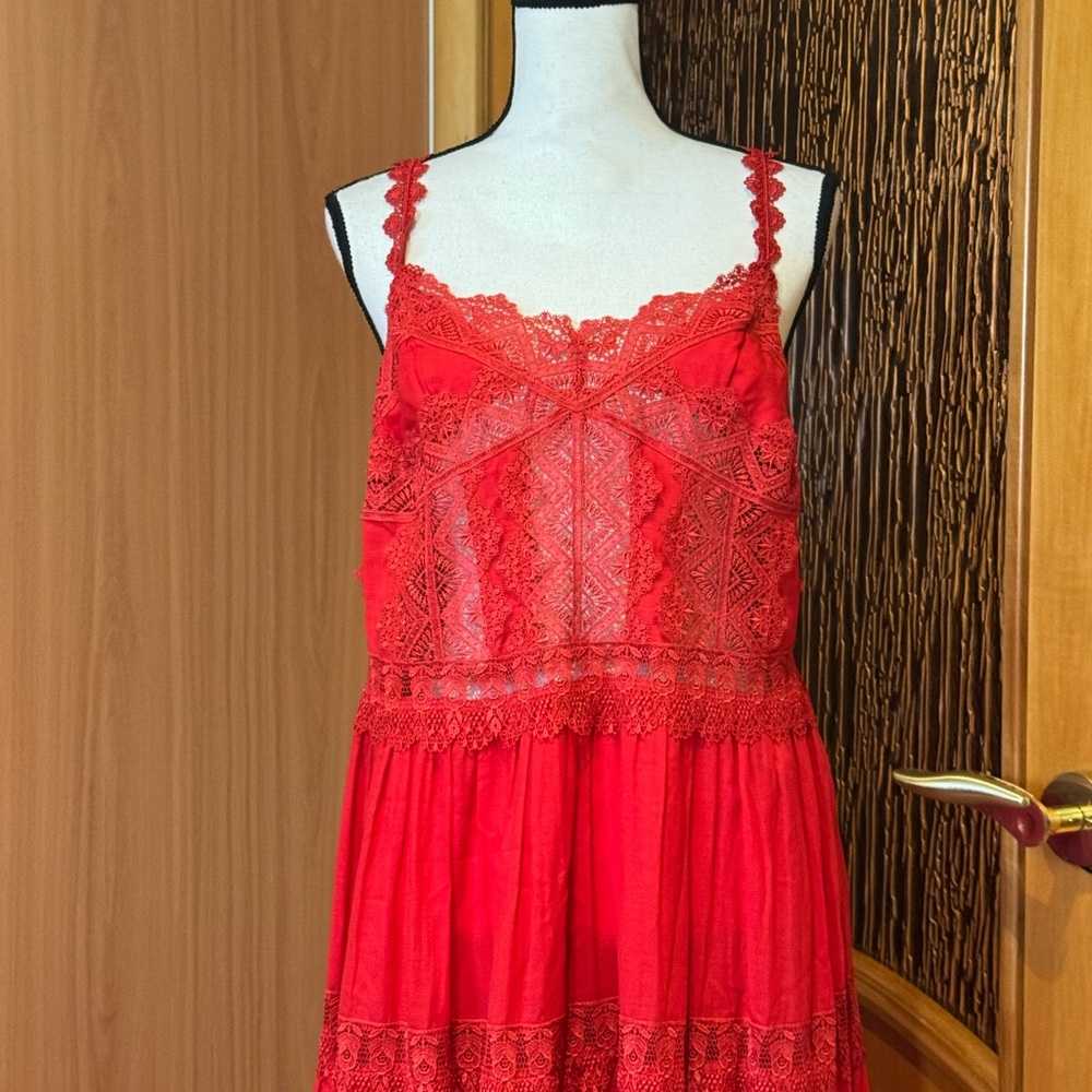 Charo Ruiz Red Lace Maxi Dress - Picture 4 of 16